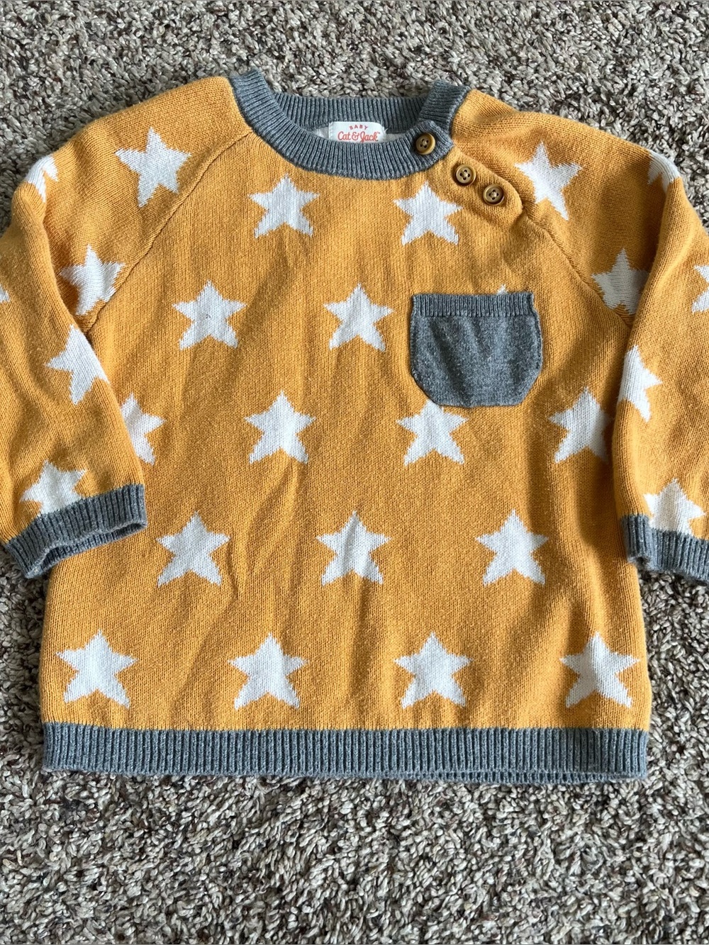 Cat & Jack sweater - Stars - Yellow -Gray - NWOT - Size 18 months